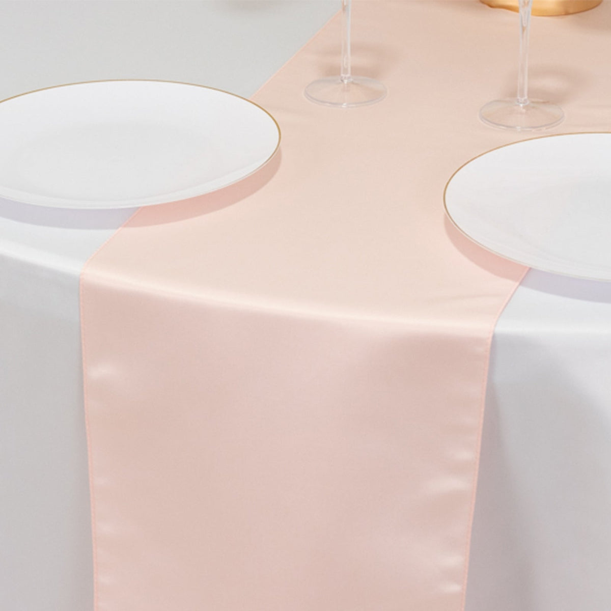 Lamour Satin 12"x108" Table Runner Blush - Smooth & Lustrous Finish