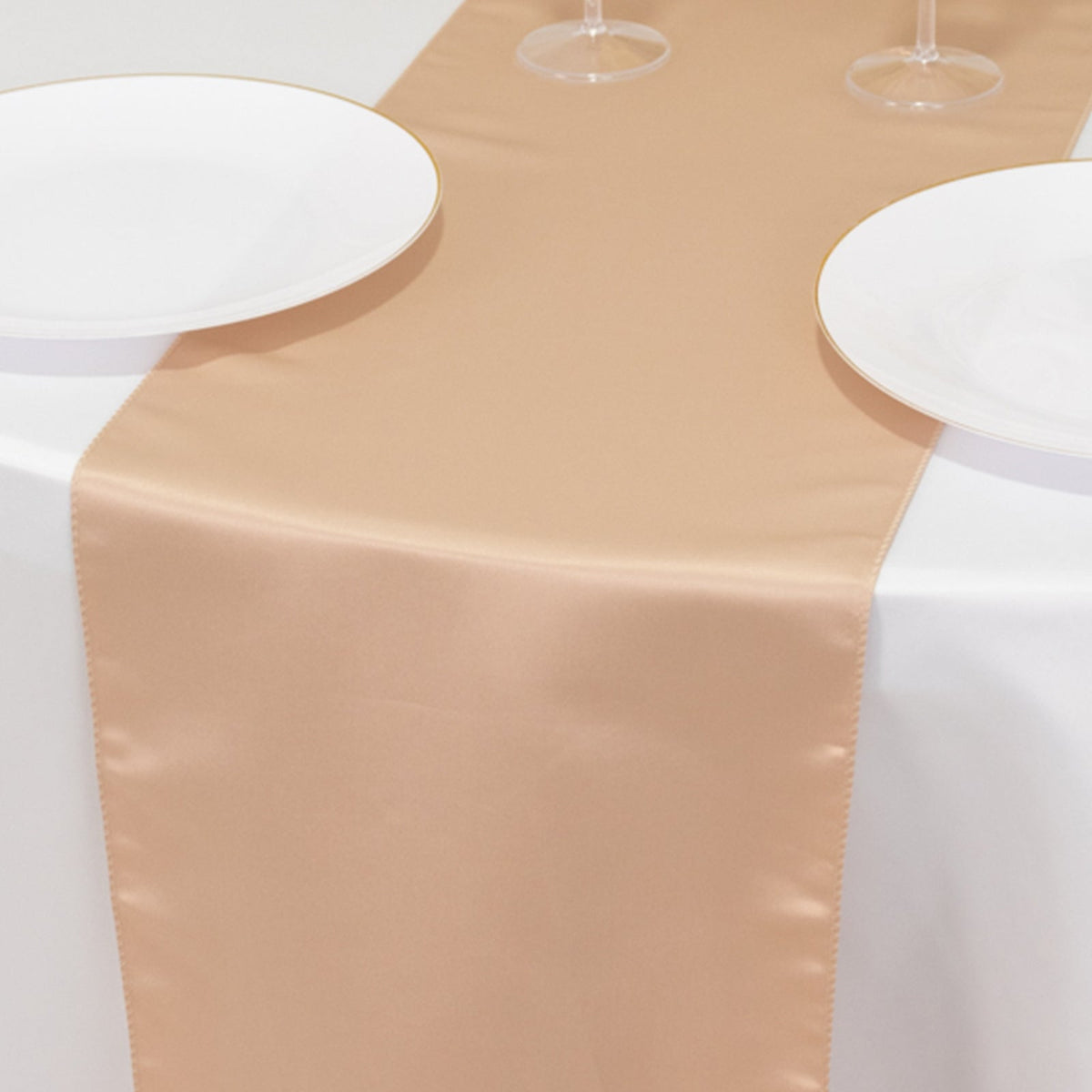 Lamour Satin 12"x108" Table Runner Nude - Smooth & Lustrous Finish