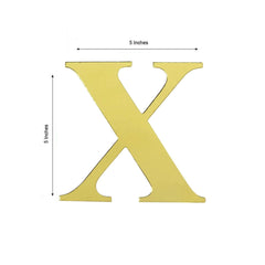 4-Pack Stickers Banner Custom Alphabet "X" Design Gold - Text Stick-On Decorative Letters 5"