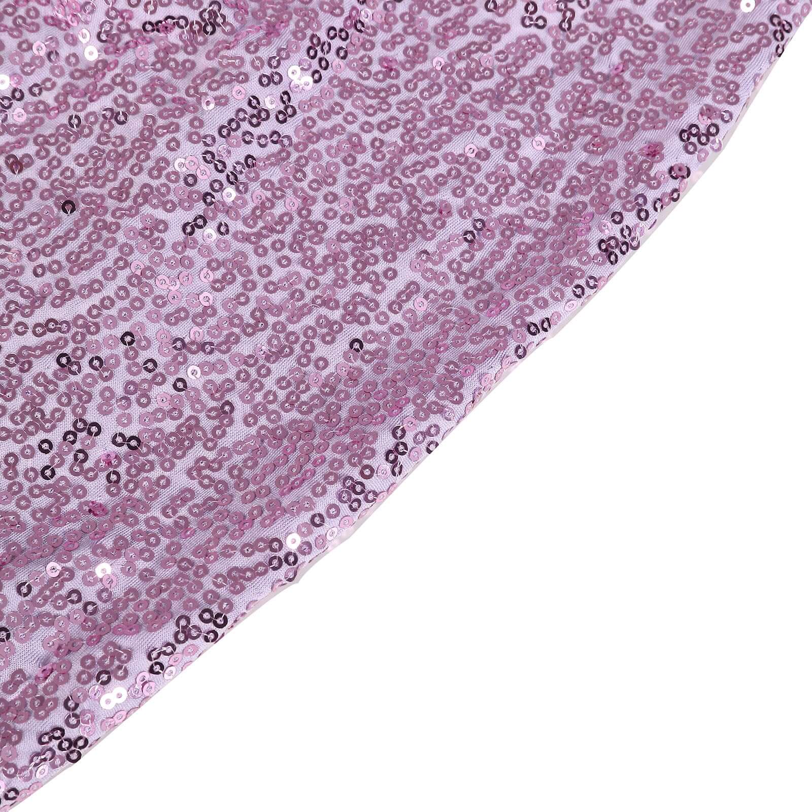 5 Pack Sequin Spandex Chair Sashes Lavender Lilac - Stretch Chair Bands 6"x15"