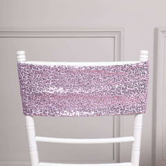 5 Pack Sequin Spandex Chair Sashes Lavender Lilac - Stretch Chair Bands 6"x15"