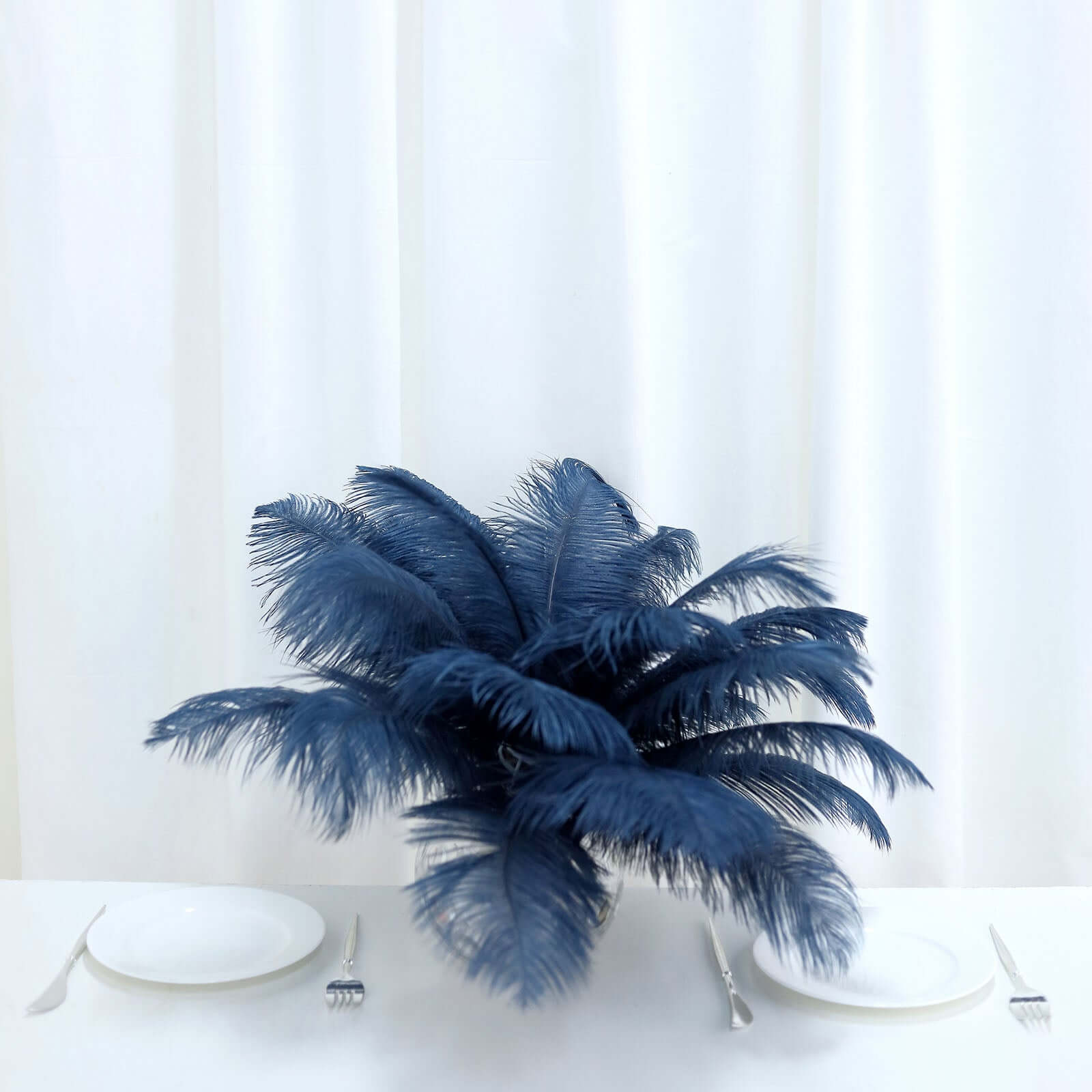 12 Pack 13"-15" Navy Blue Natural Plume Real Ostrich Feathers, DIY Centerpiece Fillers