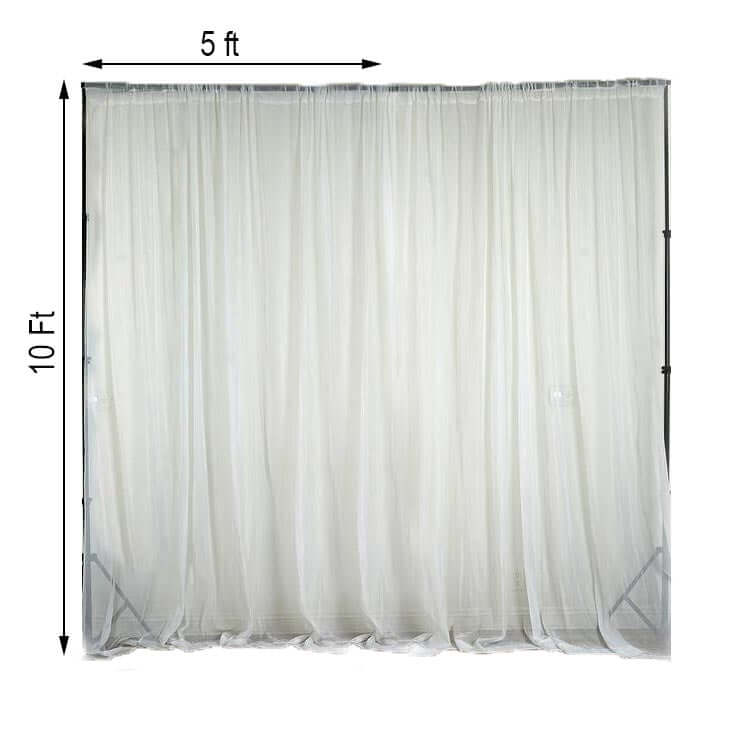2 Pack White Sheer Chiffon Event Curtain Drapes, Durable Flame Resistant Organza Backdrop Event Panels With Rod Pockets - 10ftx10ft