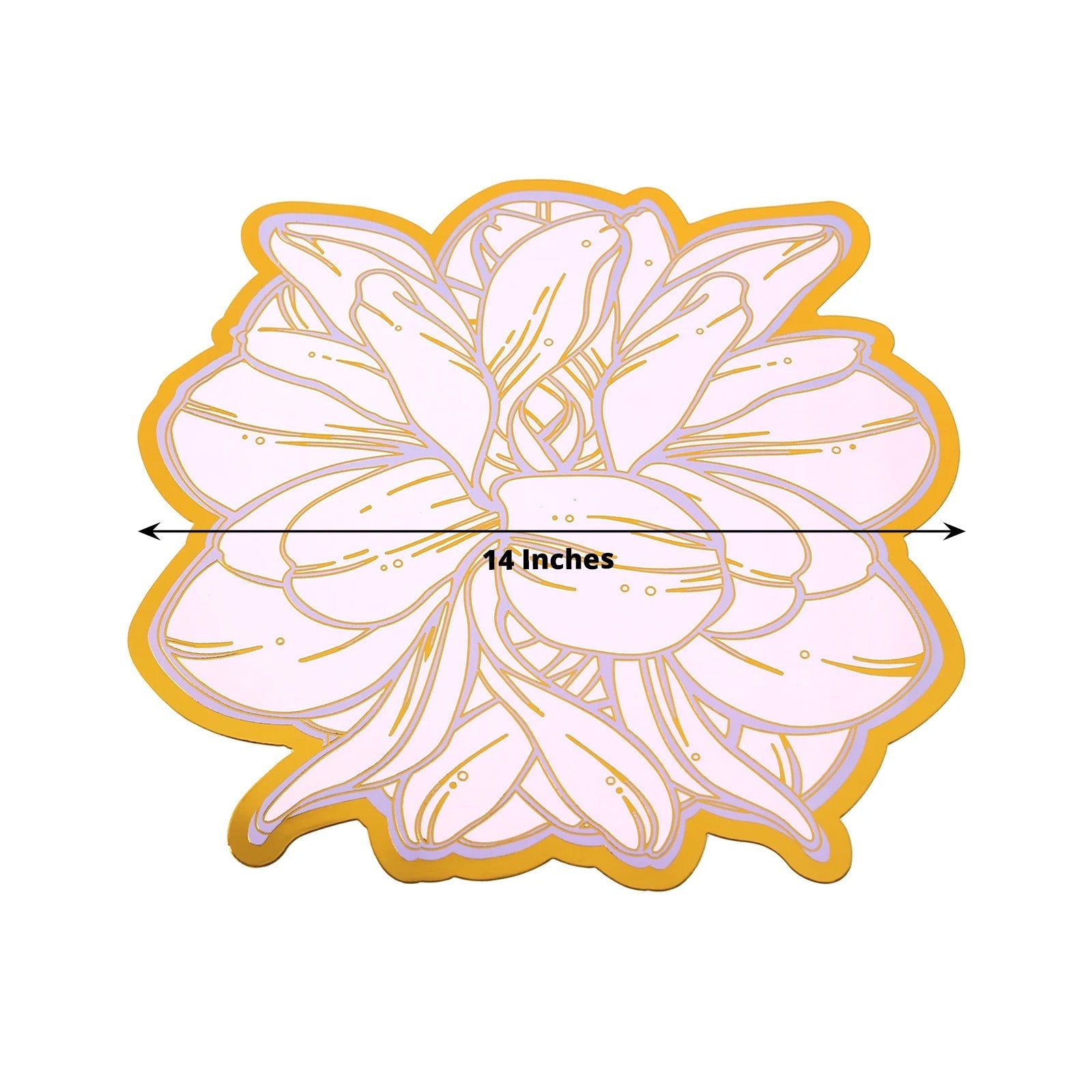 10-Pack Disposable Table Placemats in Lavender with Peony Flower Print & Gold Foil Edges - Lilac 300GSM Floral Cardboard Placemats for Dinner Parties & Gatherings 14"