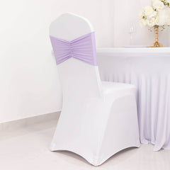 5 Pack Spandex Chair Sashes Lavender Lilac Ruffled Style - Wide Easy to Use Stretch Chair Bands 8"x13"
