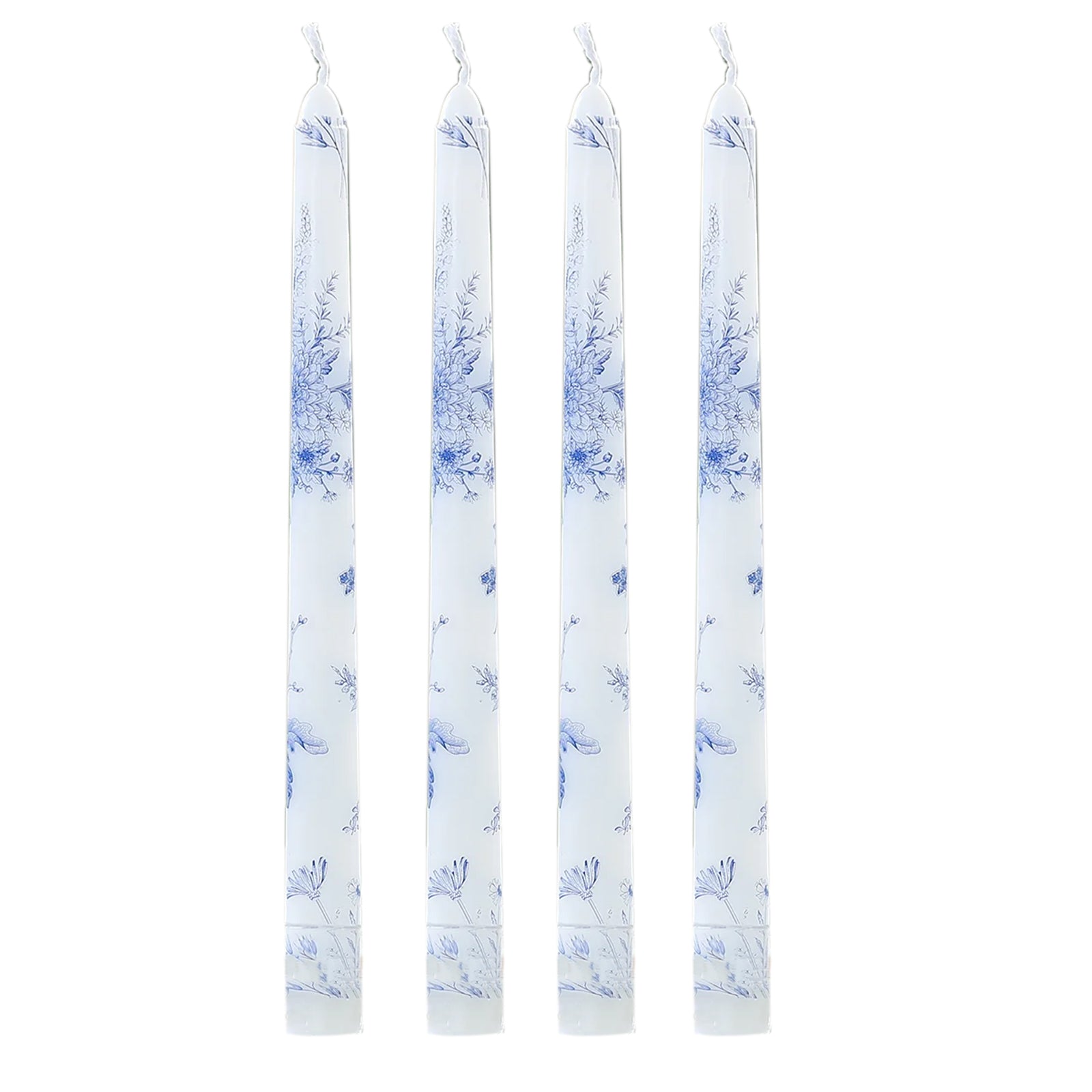 12 Pack 10" French Toile Wax Taper Candles White and Blue Unscented Candles