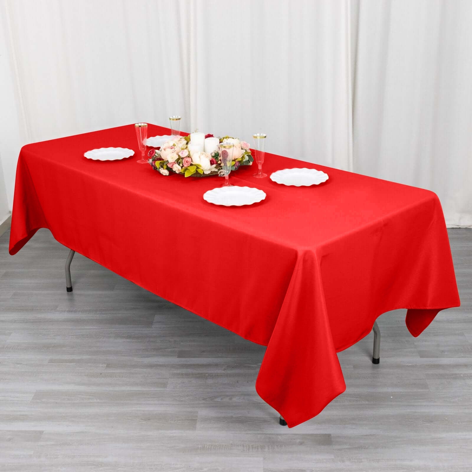 Cotton Blend 60"x102" Rectangle Tablecloth Red - Wrinkle-Resistant Table Cover
