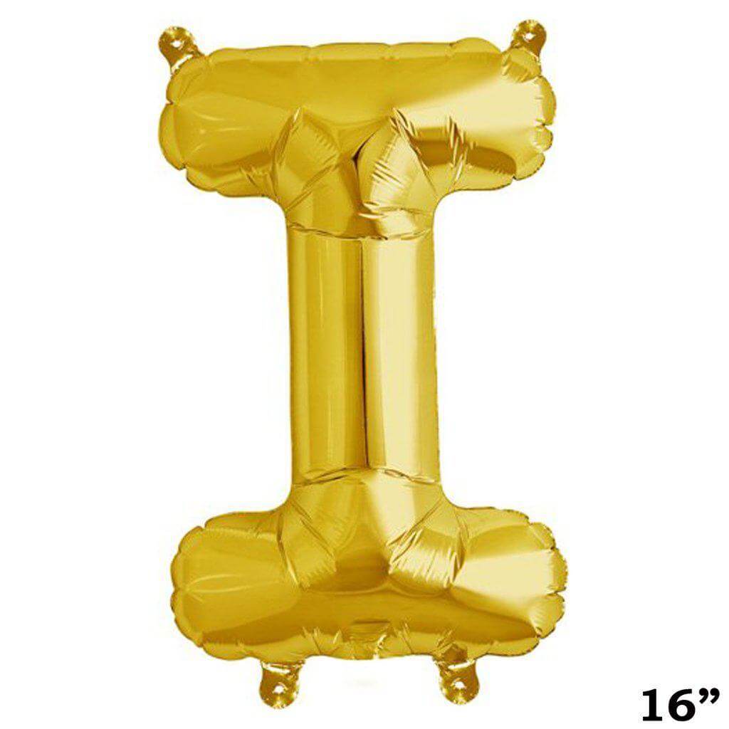 13" Gold Letter & Number Balloons, Shiny Metallic Mylar Foil Alphabet Balloons