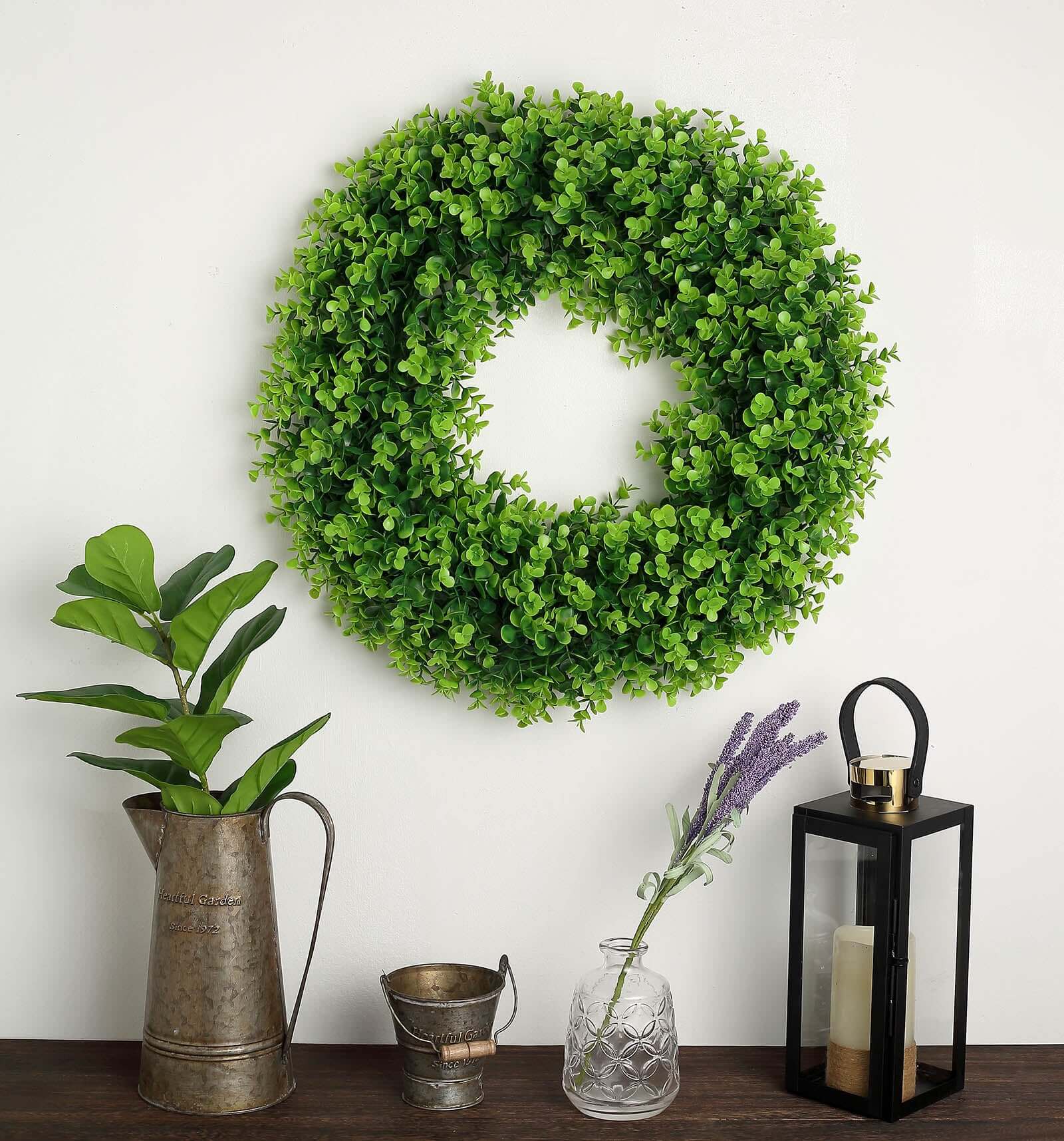 2 Pack 21" Green Artificial Lifelike Eucalyptus Leaf Spring Wreaths