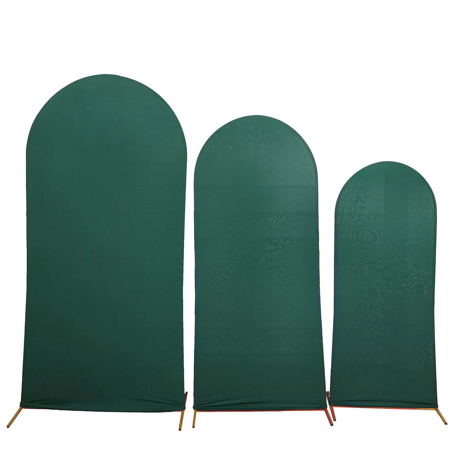 Set of 3 Matte Hunter Emerald Green Spandex Fitted Chiara Backdrop Stand Cover For Round Top Wedding Arch - 5ft, 6ft, 7ft