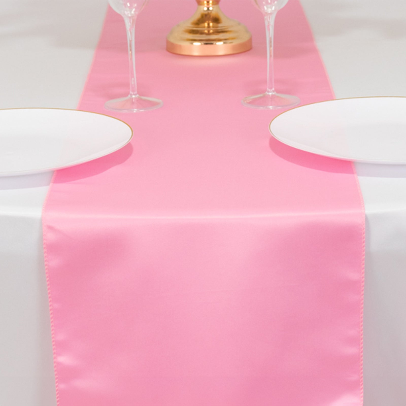 Lamour Satin 12"x108" Table Runner Pink - Smooth & Lustrous Finish