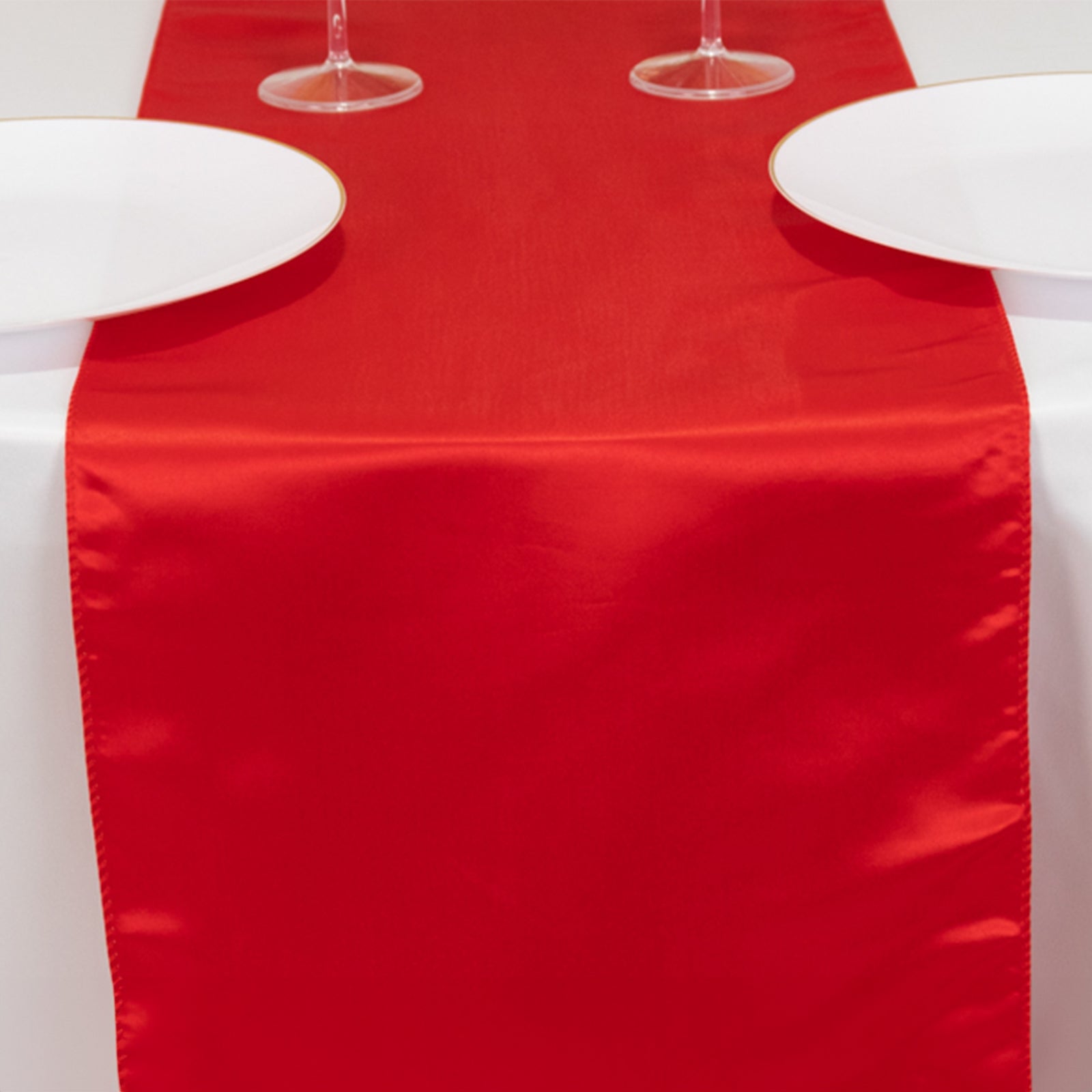 Lamour Satin 12"x108" Table Runner Red - Smooth & Lustrous Finish