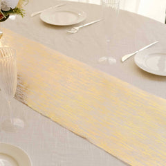 Disposable Table Runner Roll 11"x108" Metallic Gold Faux Suede Print - Stylish Non-Woven Event Decoration