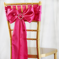 5 Pack Satin Chair Sashes Fuchsia - Durable Chair Bows with Shiny Finish 6"x106"