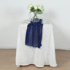 Glitter Gauze 27"x120" Table Runner Royal Blue - Sparkling Reusable Sheer Table Linen