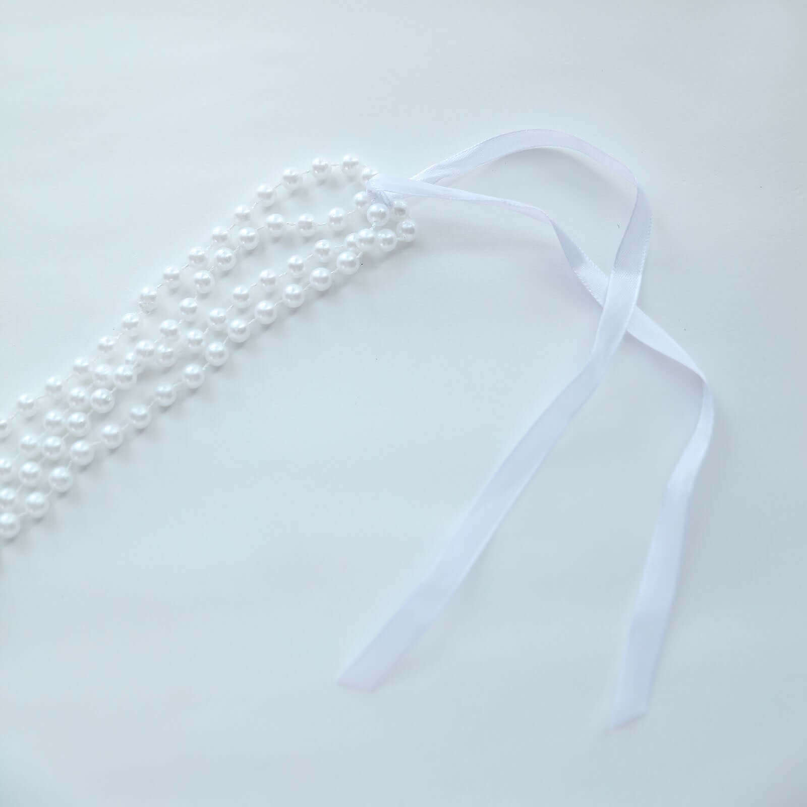Faux Pearl Beaded 16" Chair Back Garland Sash White Gatsby-Inspired Style - Pre-Tied Chic Wedding Decor for Chiavari Chairs