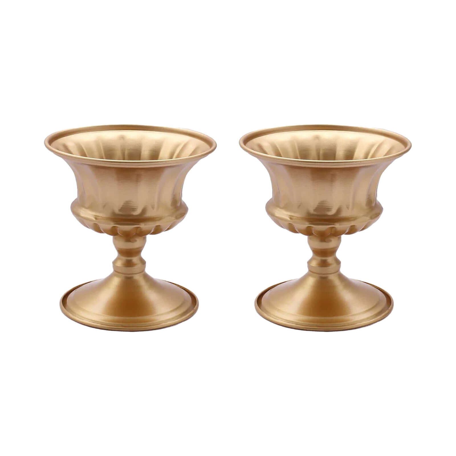 2-Pack Metal Pedestal Flower Vases Roman Style Gold - Sophisticated Mini Compote Vase for Table Settings 6"