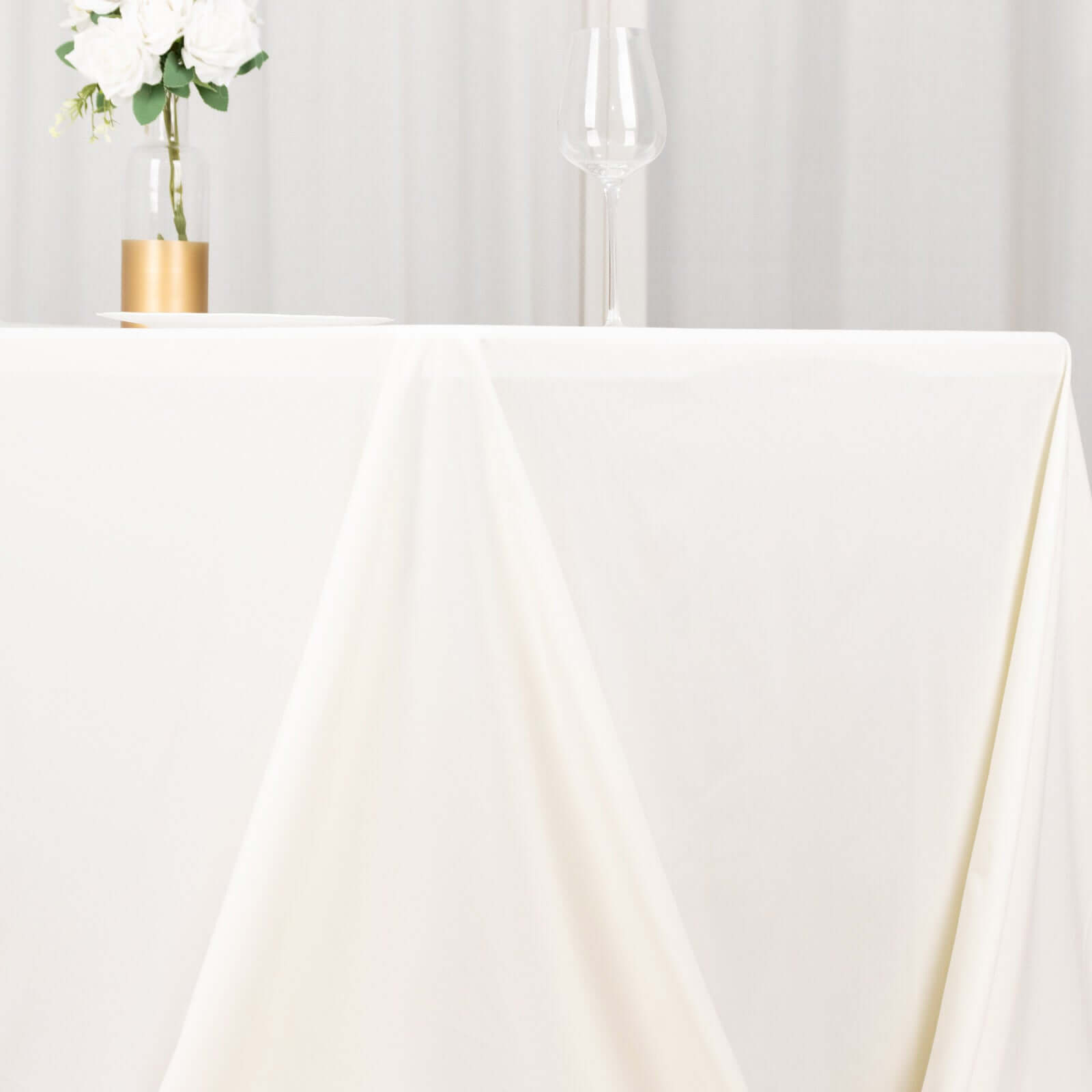 Scuba Rectangular 90"x156" Tablecloth Ivory - Wrinkle Free, Stain Resistant & Seamless Table Cover