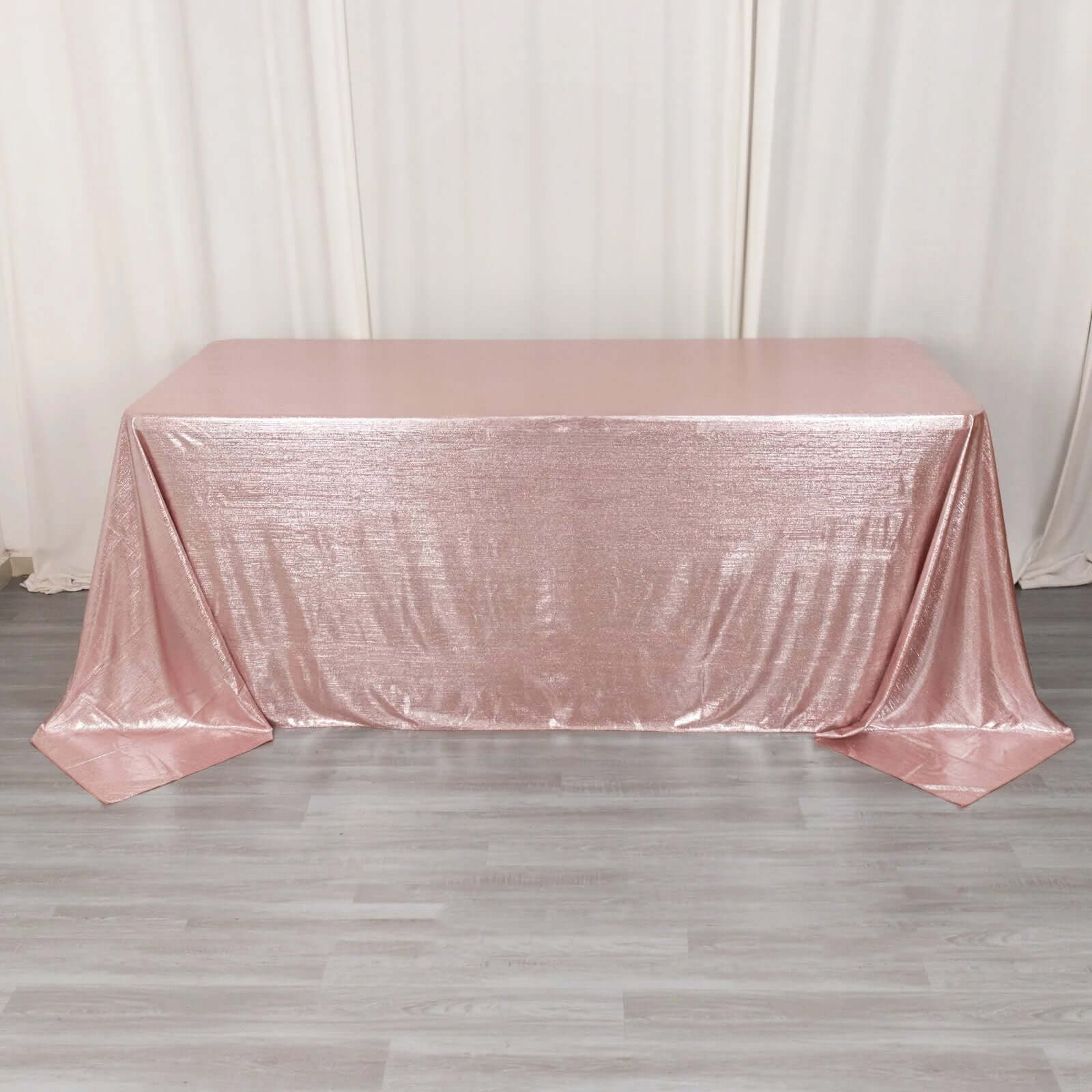 Sequin Dots Polyester 90"x132" Rectangle Tablecloth Shimmering Rose Gold - Seamless, Glittering & Wrinkle Free Table Cover