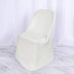 Satin Chair Covers for Folding Chairs Ivory with Glossy Sheen - Reusable Covers