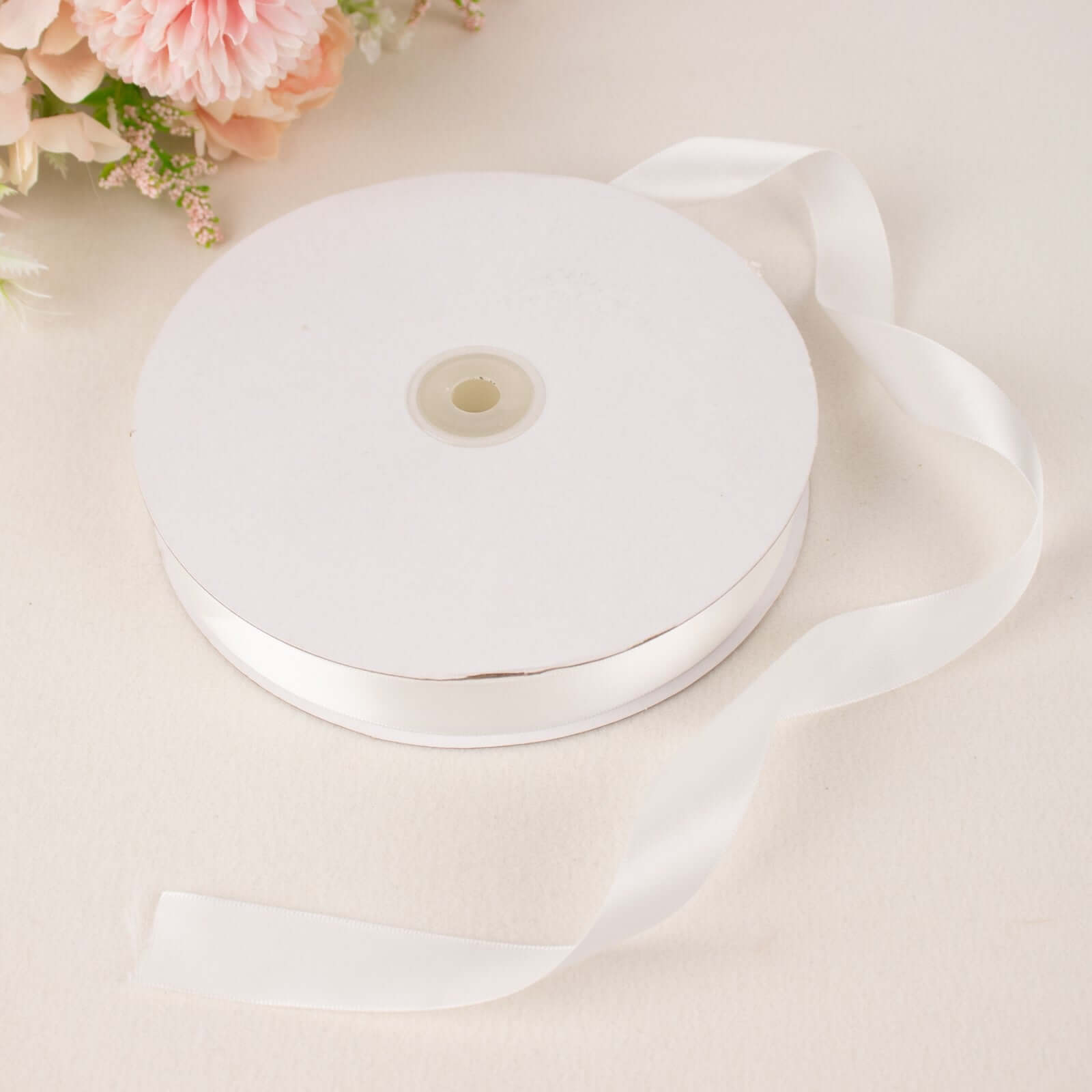 100 Yards 7/8" White Single Face Decorative Satin Ribbon