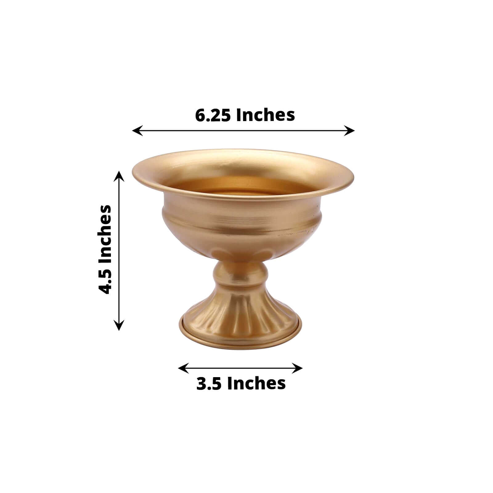 2-Pack Metal Pedestal Flower Vases Wine Goblet Style Gold - Antique Mini Compote Vase for Refined Wedding Centerpieces 4"