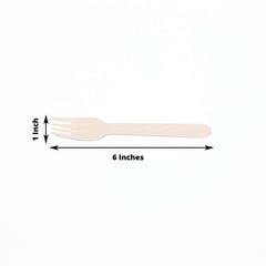 100-Pack Birchwood Forks Natural - Eco Friendly Biodegradable Wooden Utensils for Rustic Themes & Outdoor Parties 6"