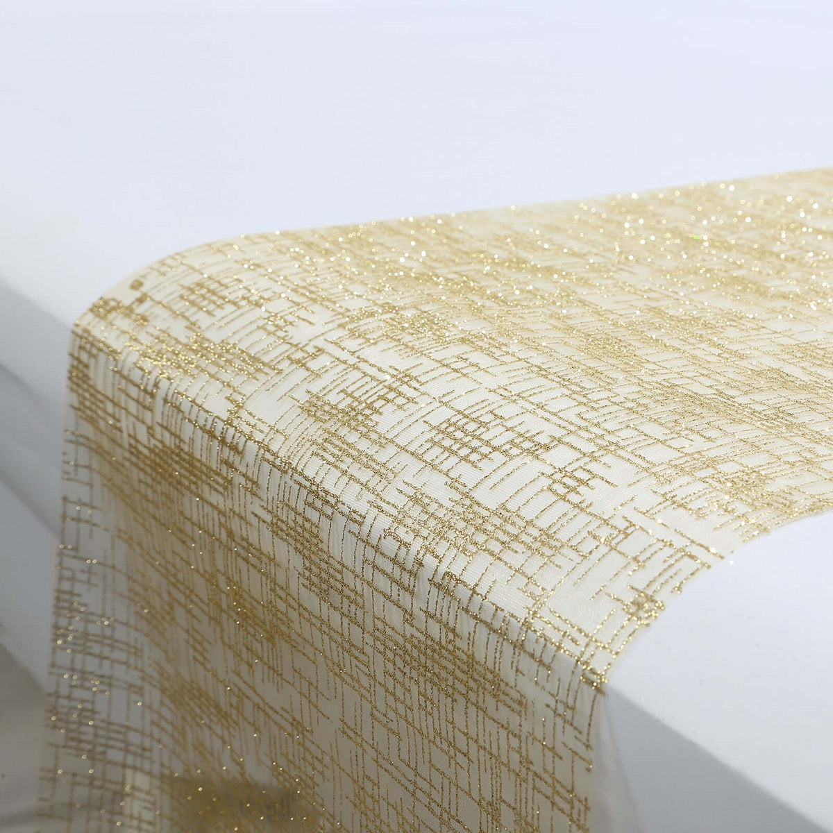 Mesh 11"x108" Table Runner Metallic Gold - Glitter Design for Convenient Event Decoration
