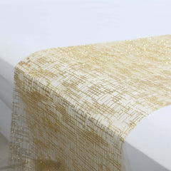 Mesh 11"x108" Table Runner Metallic Gold - Glitter Design for Convenient Event Decoration