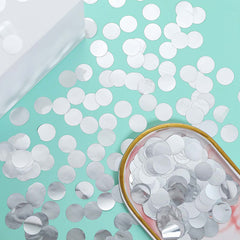 Metallic Round Party Confetti 18G Bag Silver Foil, Balloon Table Confetti Glitter Dots for Festive Weddings Baby Bridal Showers & Events