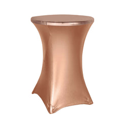 Metallic Spandex 30" Fitted Round Cocktail Table Cover Blush Highboy Tablecloth - Stretch Fit & Water-Resistant
