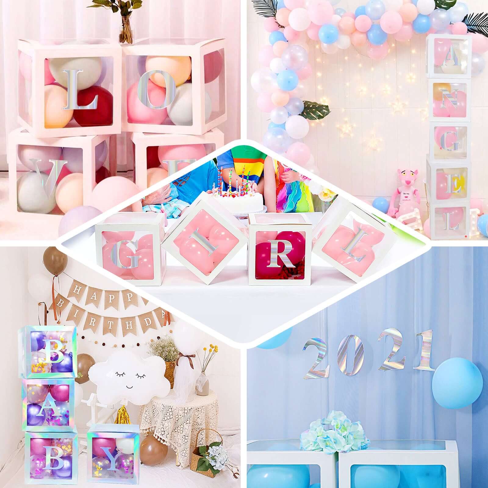 4-Pack Stickers Banner Custom 0-9 Number "8" Design Iridescent - Milestone Age and Date Stick-On Numbers 5"