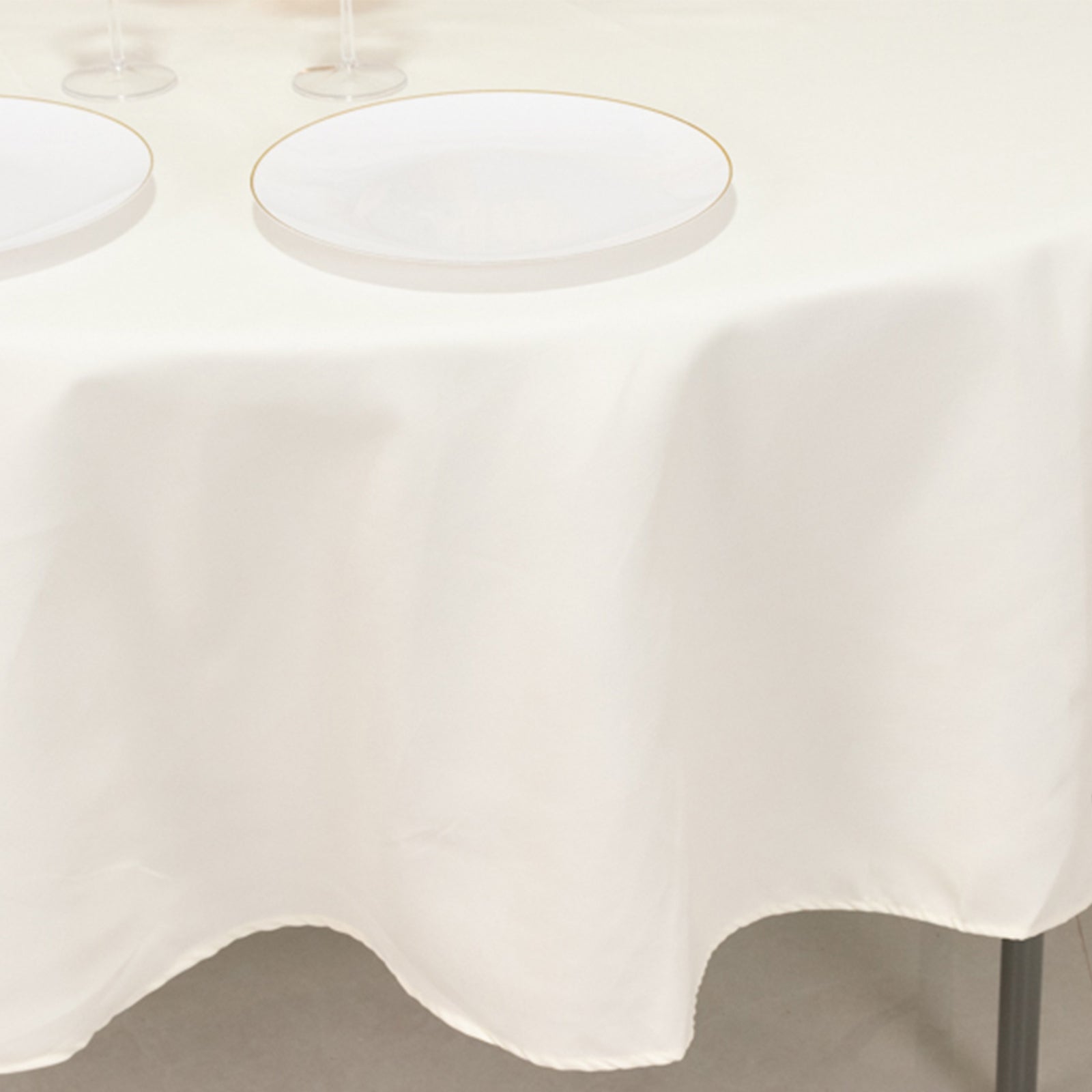 Cotton Blend 90" Round Tablecloth Ivory - Wrinkle-Resistant Table Cover