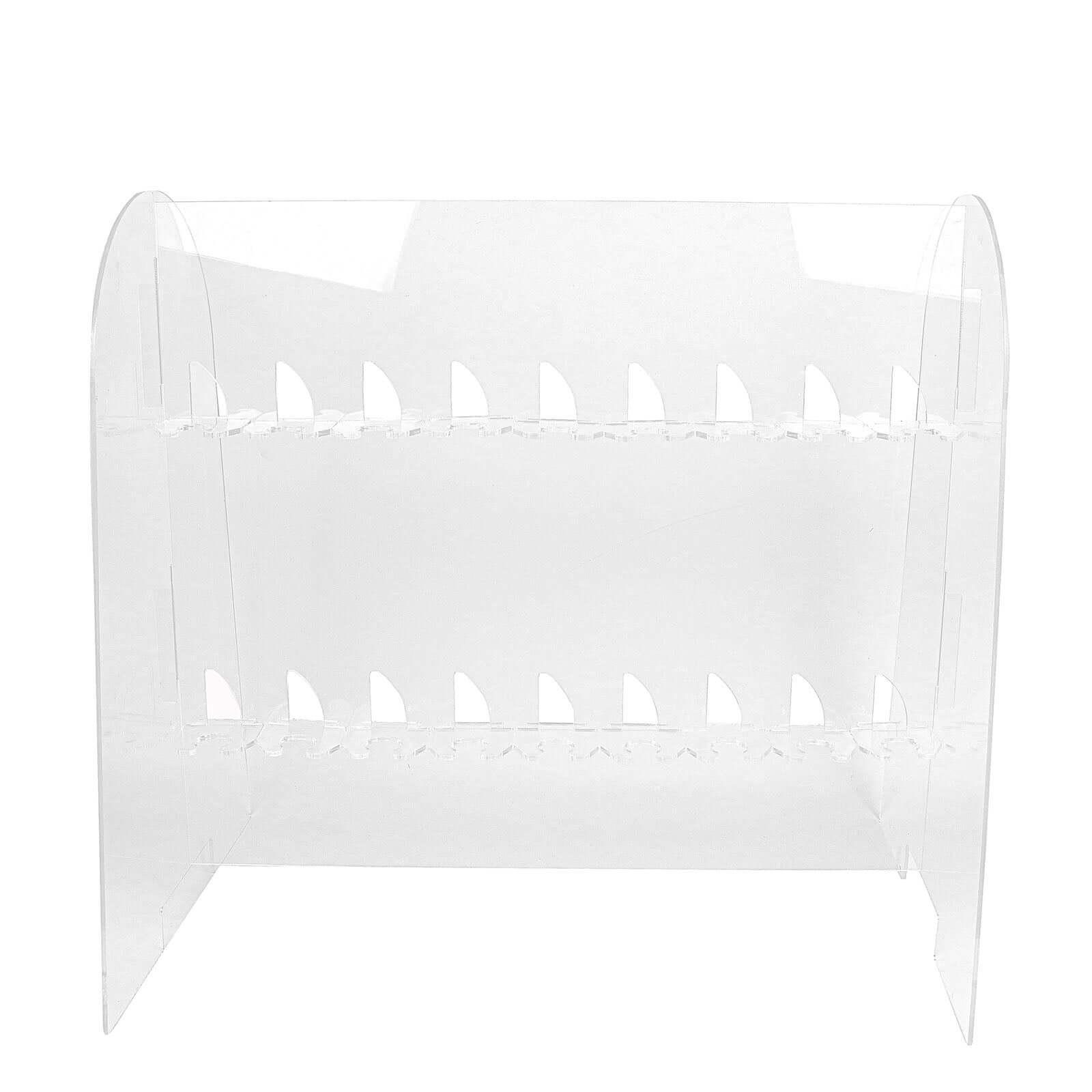 2-Tier Acrylic Champagne Glass Holder Display Stand Table Top Clear with 18 Hooks for Events & DIY Bars 25"