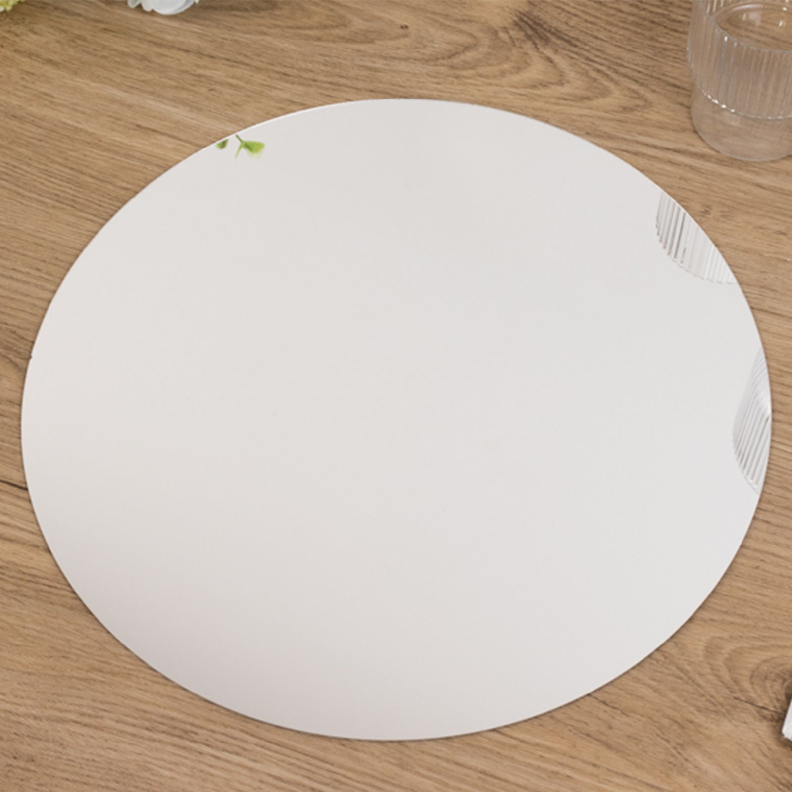 10-Pack Candle Plate Table Setting Circle Acrylic Mirror Tray Silver Round - Event Centerpiece Decor 12"