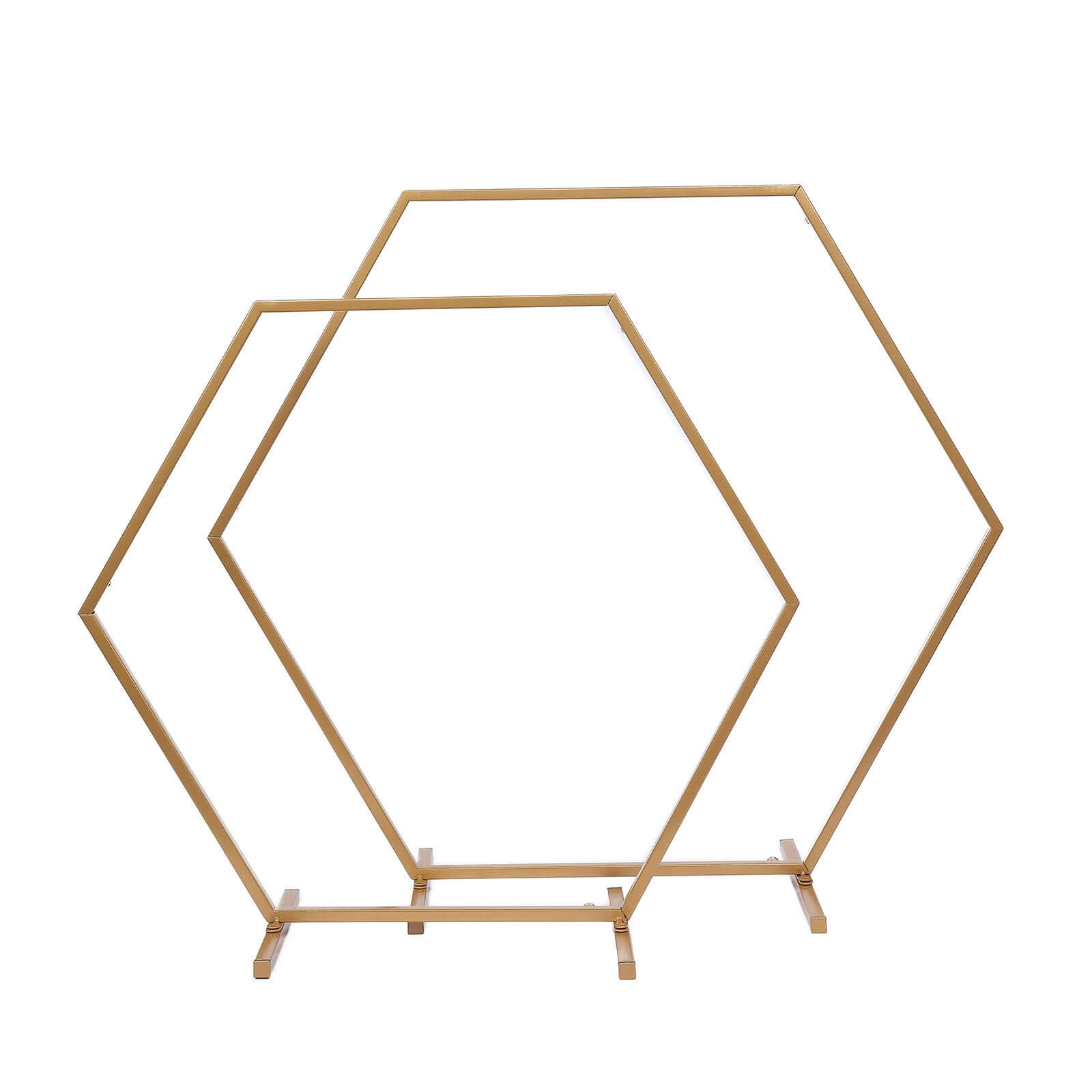 Hexagon Wedding Arch Table Centerpiece Metal Gold - Self-Standing Geometric Flower Balloon Stand 24"