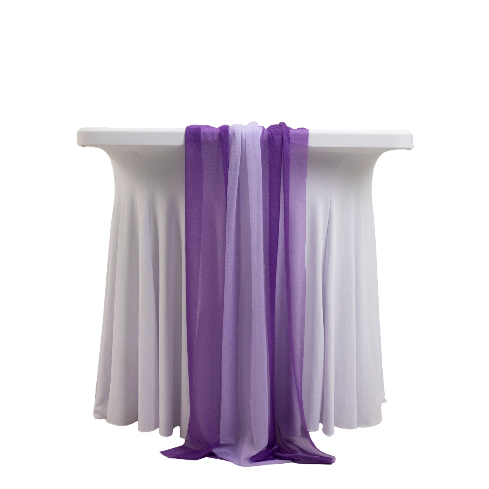 20-Pack 9ft Sheer Table Runners – Purple/Lavender Lilac Shimmer Sheer Drapes, Wrinkle-Free