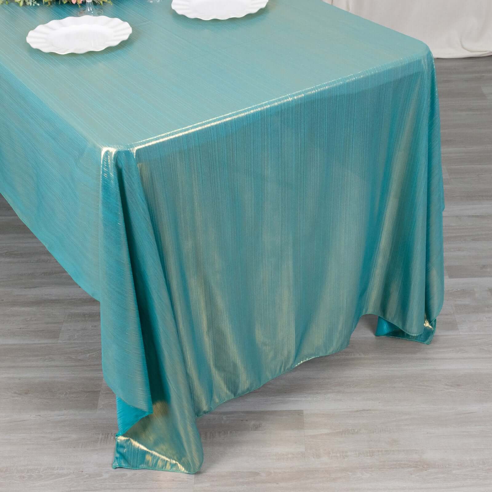 Sequin Dots Polyester 60"x126" Rectangle Tablecloth Shimmering Turquoise - Wrinkle Free & Sparkling Table Cover