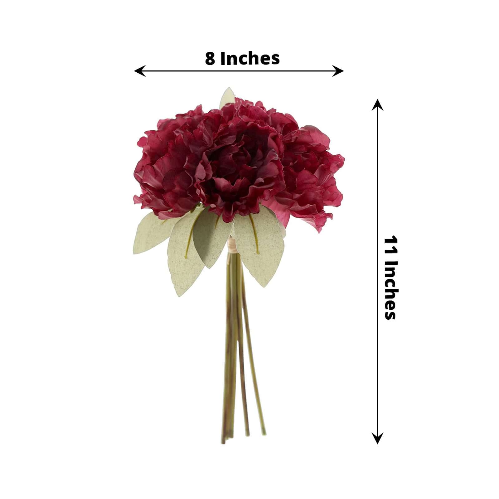 11" Mulberry Real Touch Artificial Silk Peonies Flower Bouquet