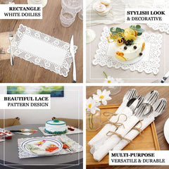 100 Pcs Paper 14"x10" Rectangle Placemats in White - Food Grade Lace Paper Doilies for Dessert Display & Table Decor