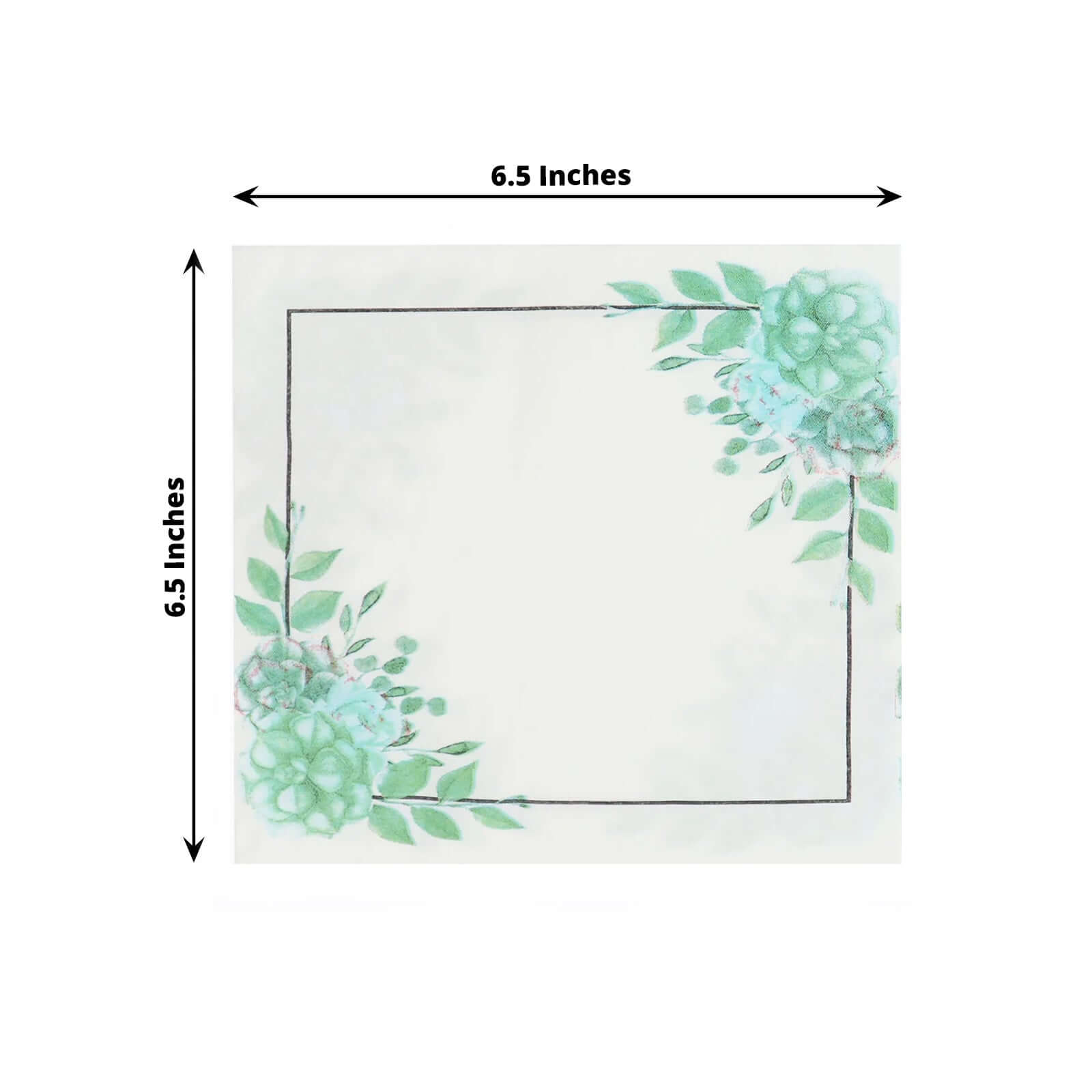 20-Pack Paper Dinner Napkins with Floral Design White/Green - Disposable 2 Ply Beverage Napkins 6.5"x6.5"
