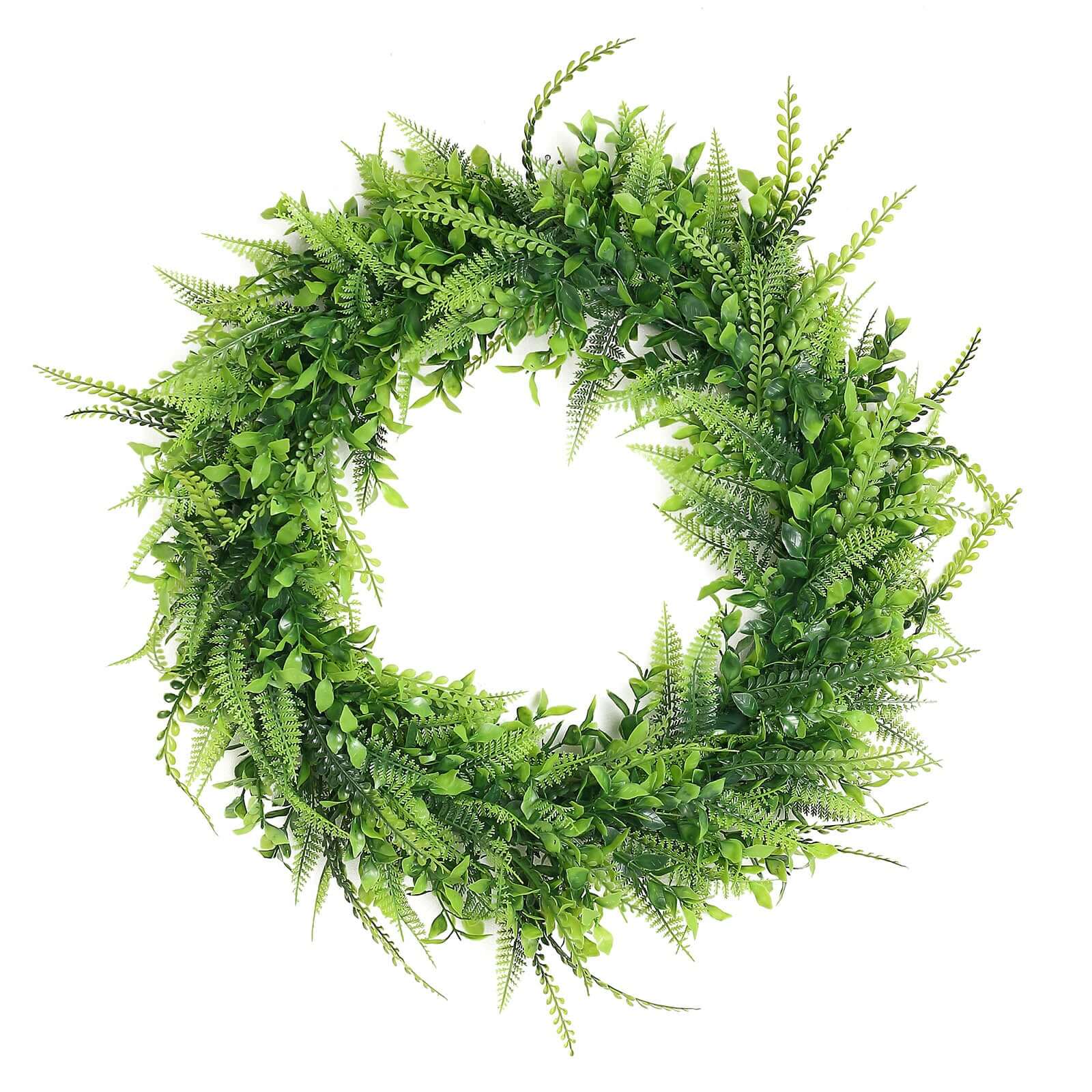 2 Pack 22" Green Artificial Lifelike Boxwood Fern Mix Spring Wreaths