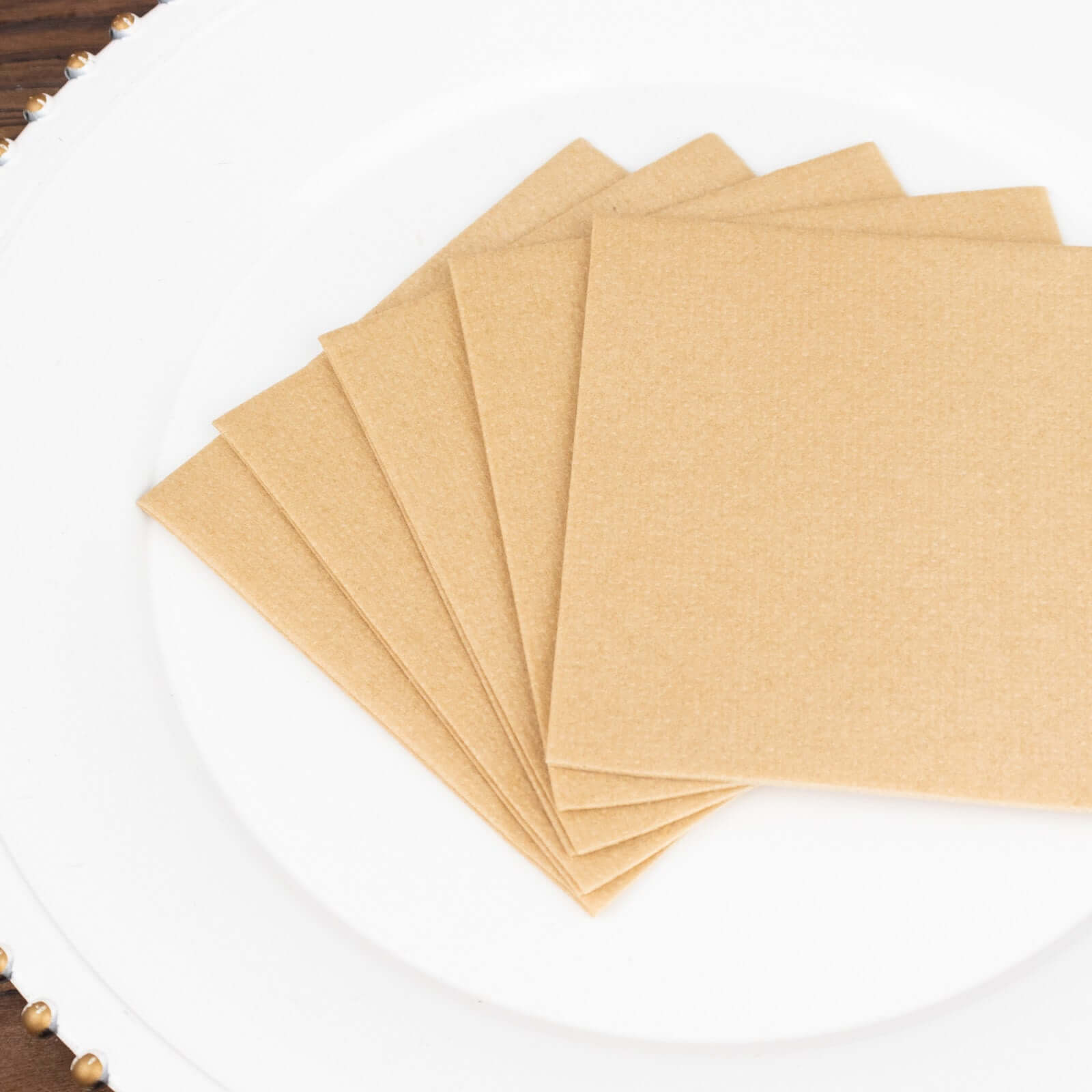 20 Pack Linen-Like Paper 5"x5" Napkins Natural - Highly Absorbent Airlaid Napkins