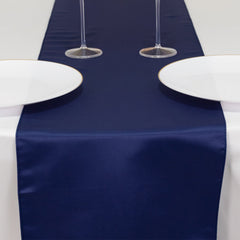 Lamour Satin 12"x108" Table Runner Navy Blue - Smooth & Lustrous Finish