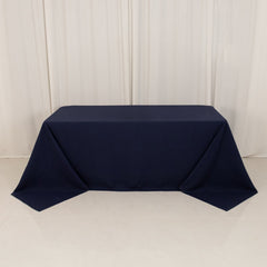 Cotton Blend 90"x132" Rectangle Tablecloth Navy Blue - Seamless Wrinkle-Resistant Table Cover