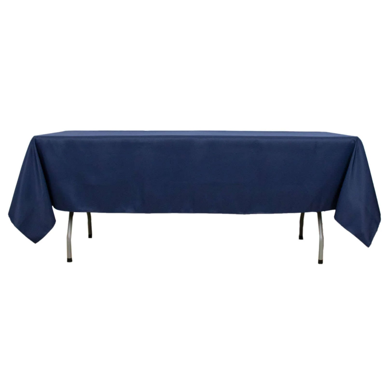 Fire Retardant Premium Polyester 60"x102" Rectangular Tablecloth Navy Blue - High-Performance Table Cover