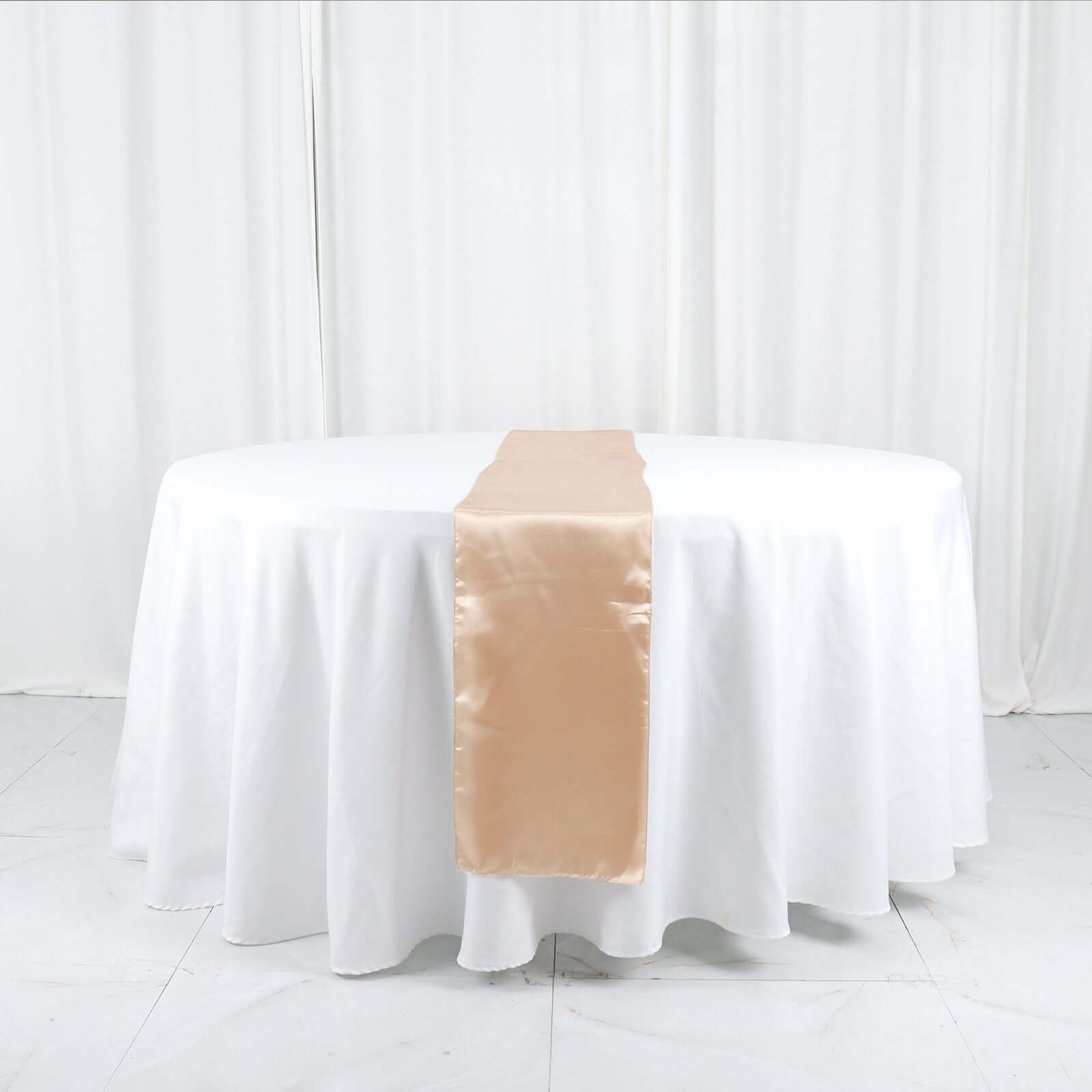 Satin 12"x108" Table Runner Nude - Stylish Table Linen