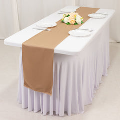 Scuba Polyester 12"x108" Table Runner Nude - Wrinkle-Free Table Linen