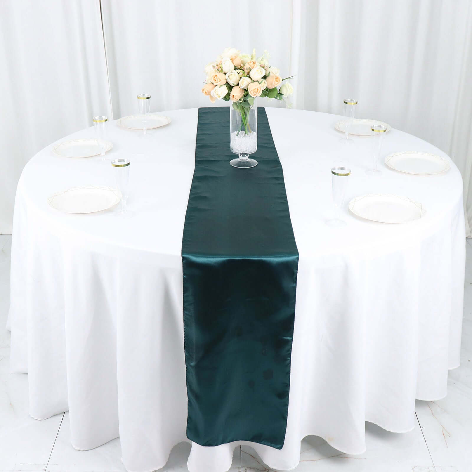 Satin 12"x108" Table Runner Peacock Teal - Stylish Table Linen