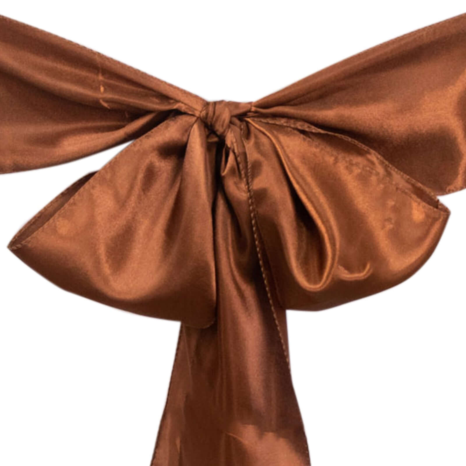 5 Pack Satin Chair Sashes Cinnamon Brown - Durable Chair Bows with Shiny Finish 6"x106"